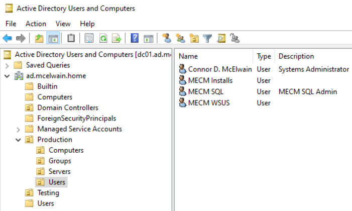 AD User Accounts Created